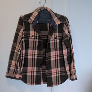 Outerknown Pink and Brown Plaid Shirt